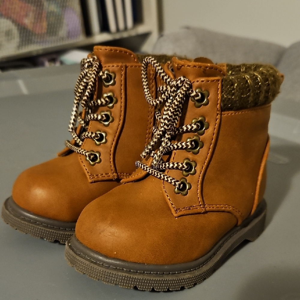 Wonder Nation Tan Kids Boots with Knit Cuff